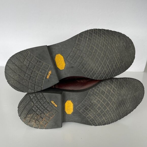 Brown Leather Combat Boots with Slip-On Design - Picture 9 of 11